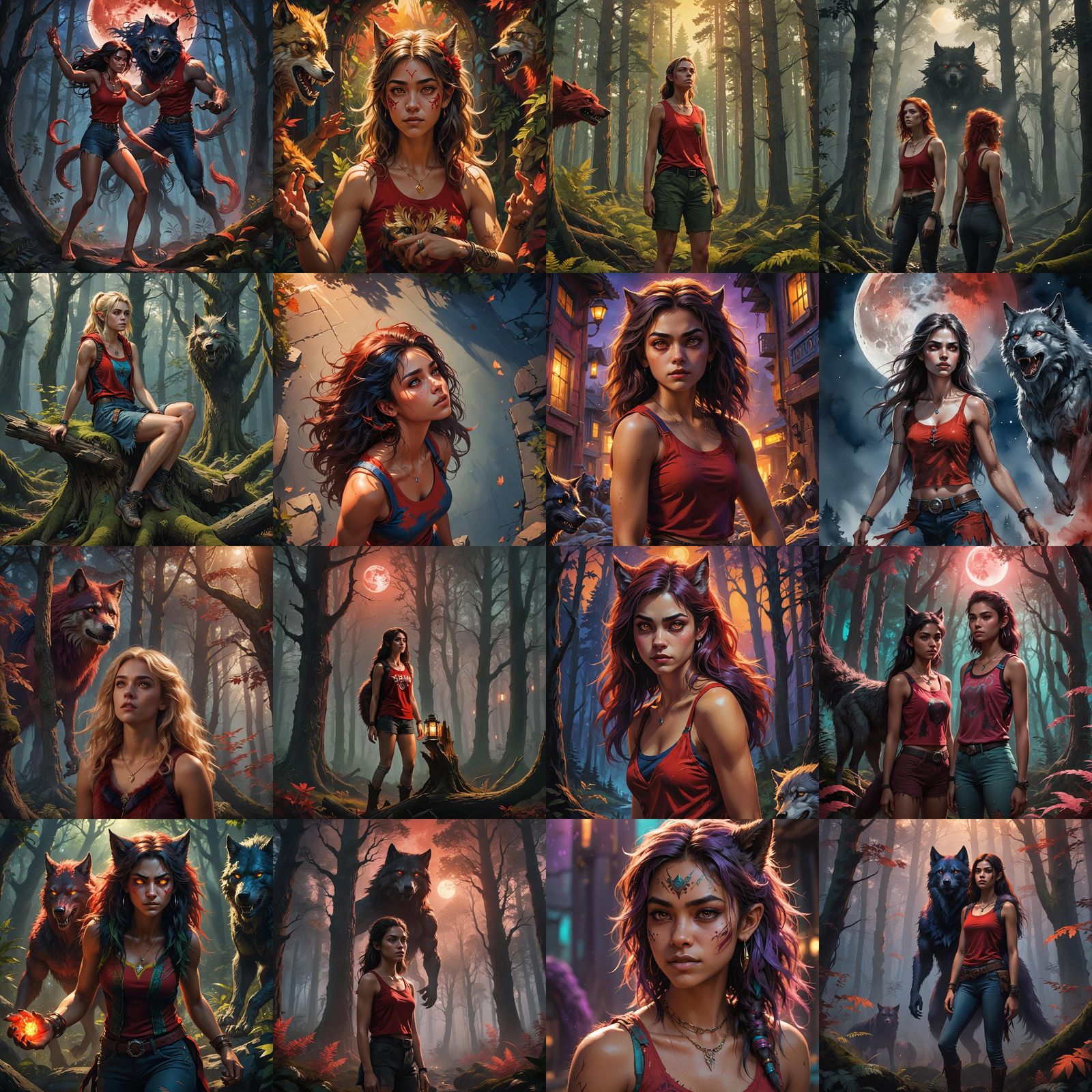 Cute Teenage Half Werewolf in Detailed Matte Painting