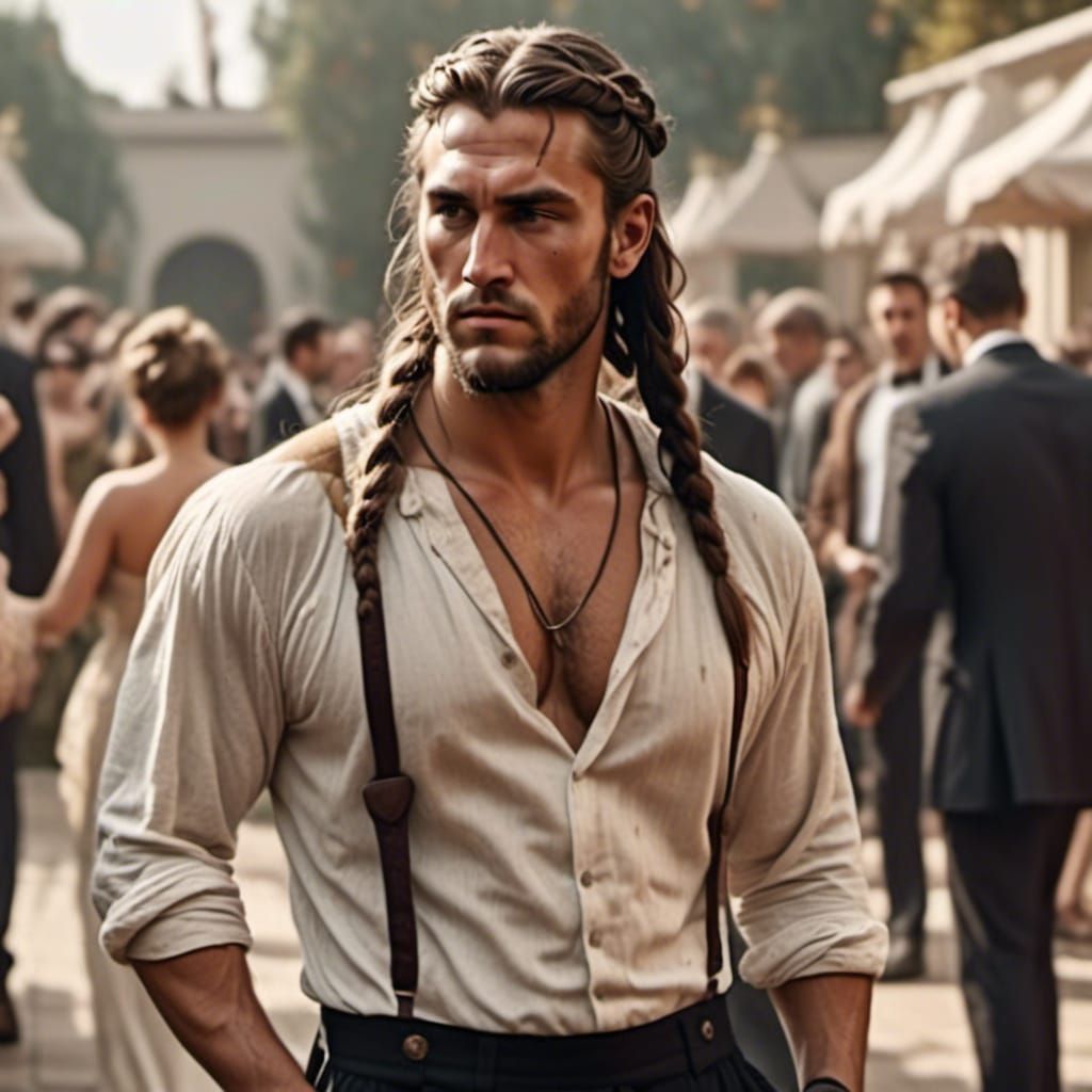 Dionysus in Tuxedo: Hyperrealistic Ballroom Portrait