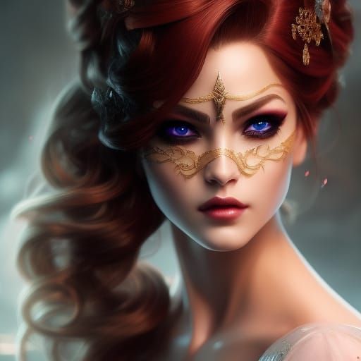 Artgerm, WLOP, Greg Rutkowski; Peitho, goddess of persuasion and charm, Beautiful Woman with Long Hair and Beautiful Eye...