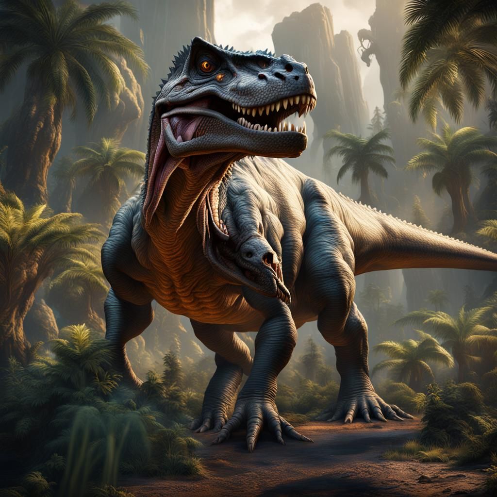 Detailed Dinosaur Matte Painting in Deep Color