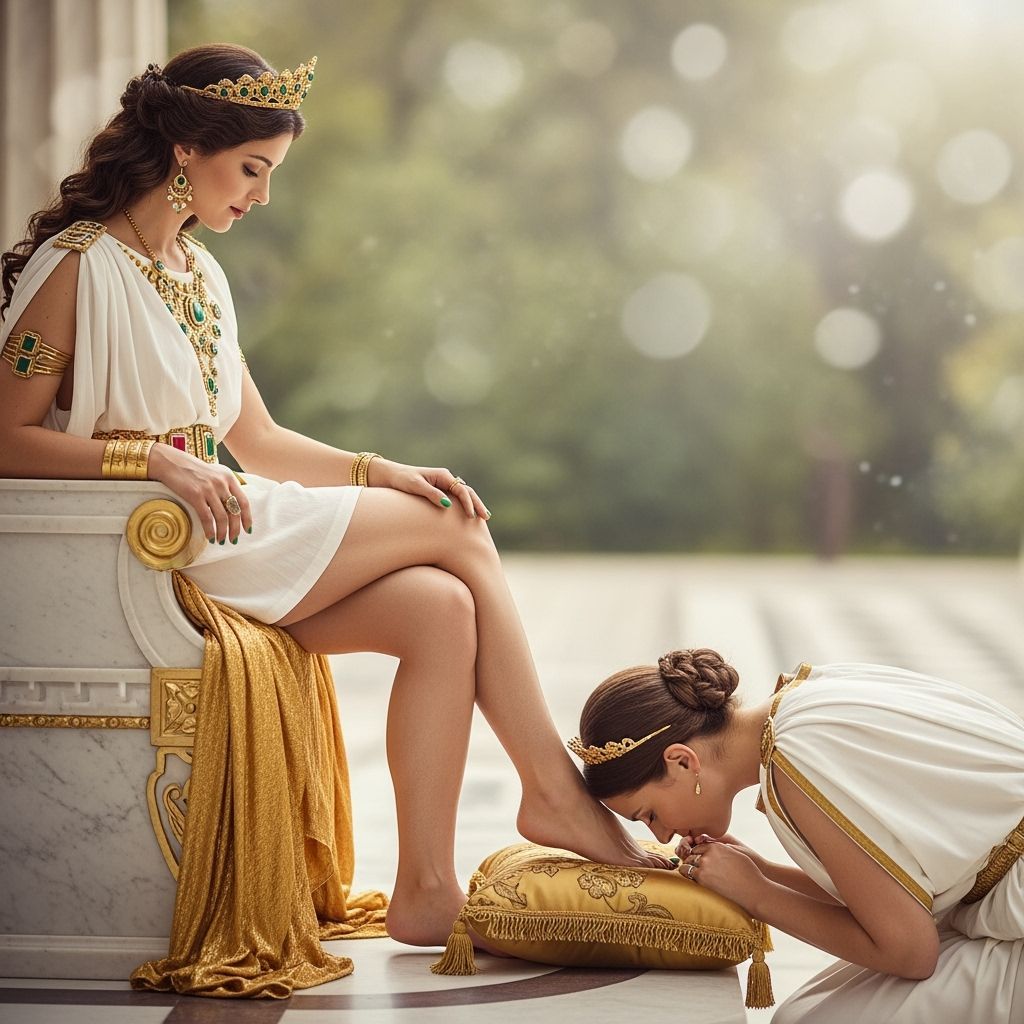 Greek Goddess on Throne in Soft Natural Light