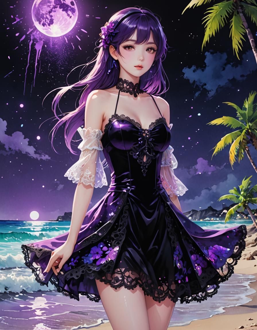 Seashore Background in Watercolor with Holographic Effects