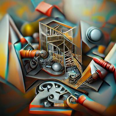 Complex Rube Goldberg Machine in Art Deco Style