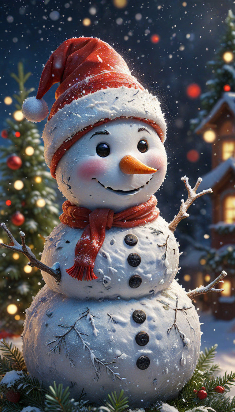 Vibrant Winter Wonderland Scene in Hyperrealistic Style