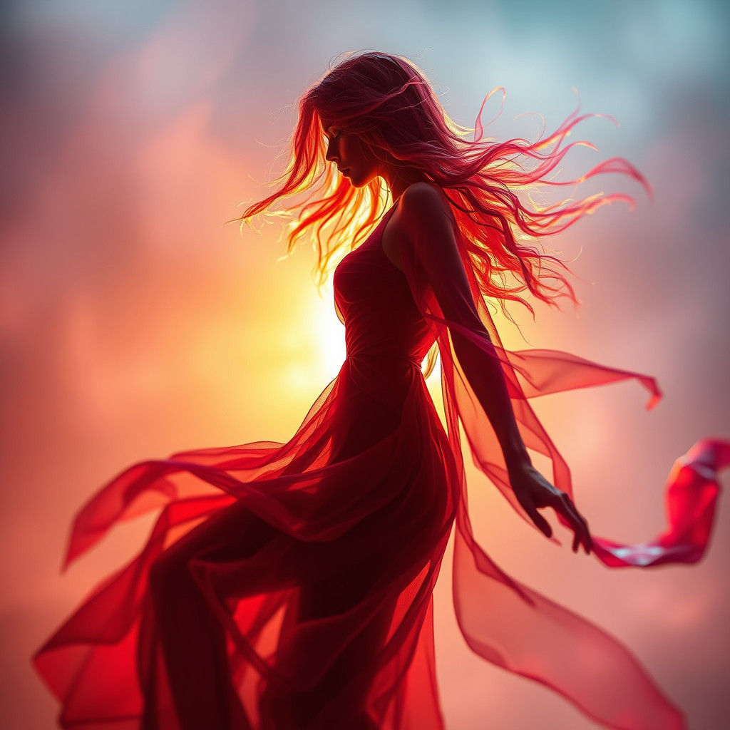 Luminous Spectral Woman in Dreamlike Double Exposure