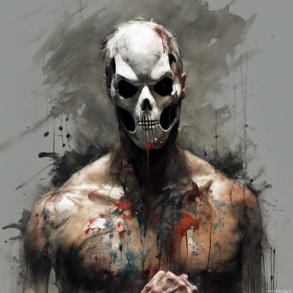 Terrifying Ghostface Masked Figure in Speedpaint Style