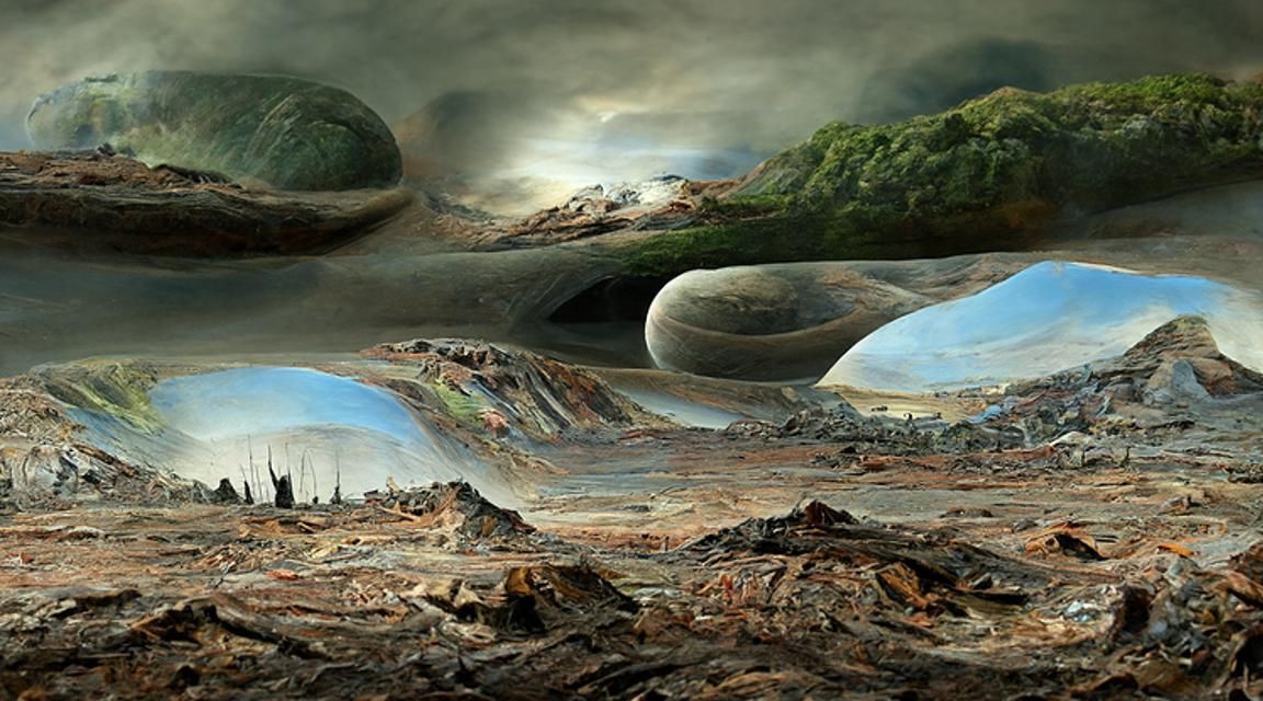 Extraterrestrial Landscape Panorama: Photorealistic Alien Wo...