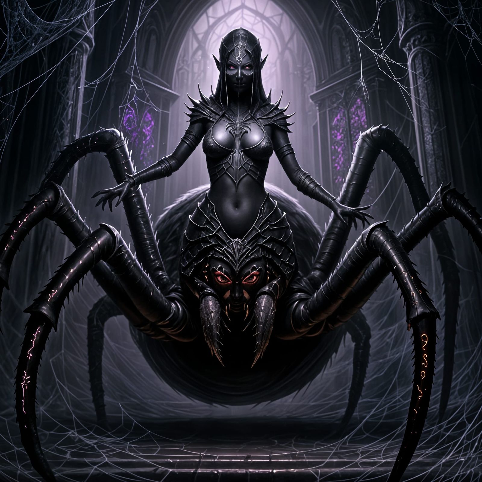 Drider Priestess in Bioluminescent Temple