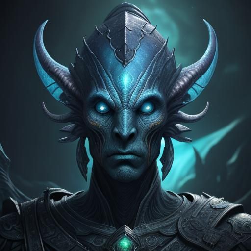 Mystical Alien Man Portrait in Underwater City