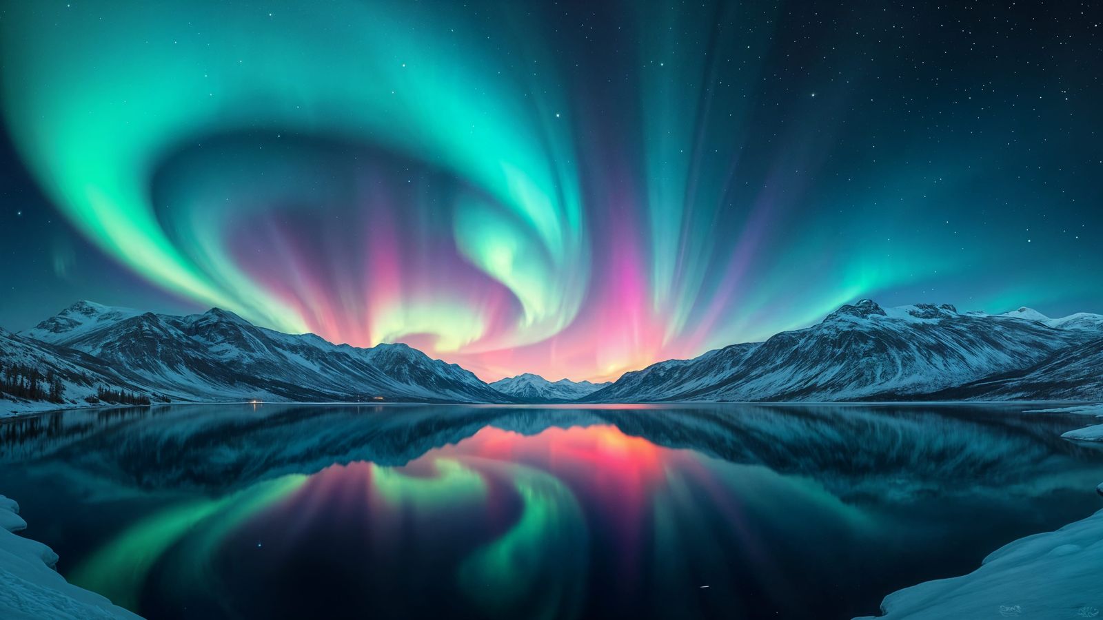 Vast Aurora Borealis Panorama in Digital Painting