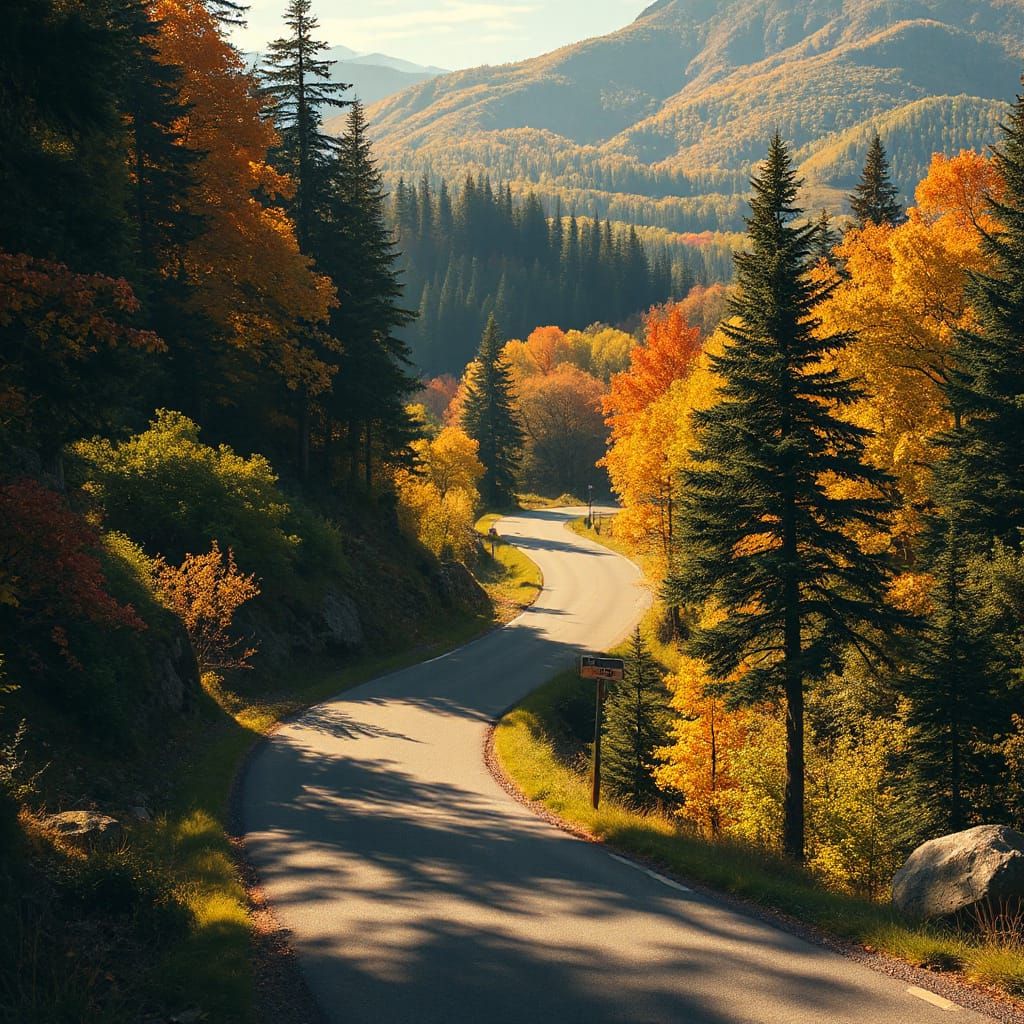 Idyllic Forest Road Inspired by Gurney and Stalenhag