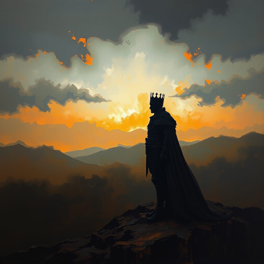 Dark Majesty in Oil Drag: A Crowned Sentinel Amidst Lacquere...