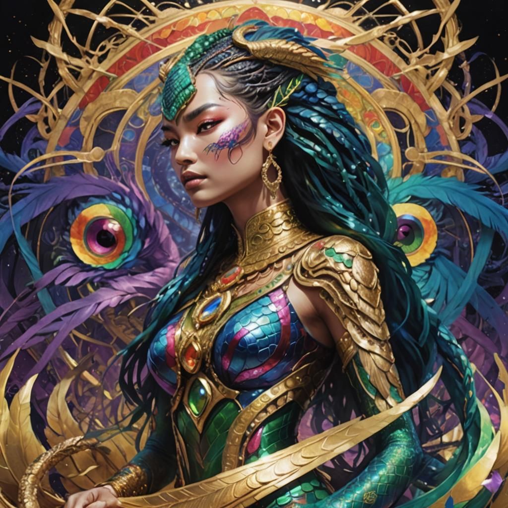 Mythical Serpent Woman in Comic Book Art