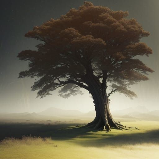 Surreal Tree Grows From Grandfather Clock Concept Art