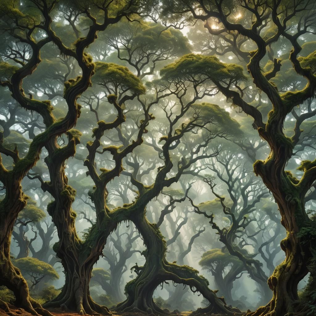 Mystical Forest of Ancient Trees in 8K