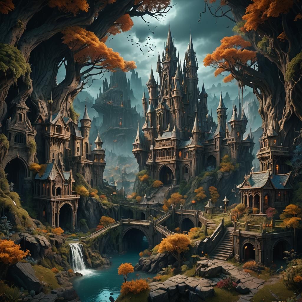 Fantastical Scary Scene in Detailed Matte Painting