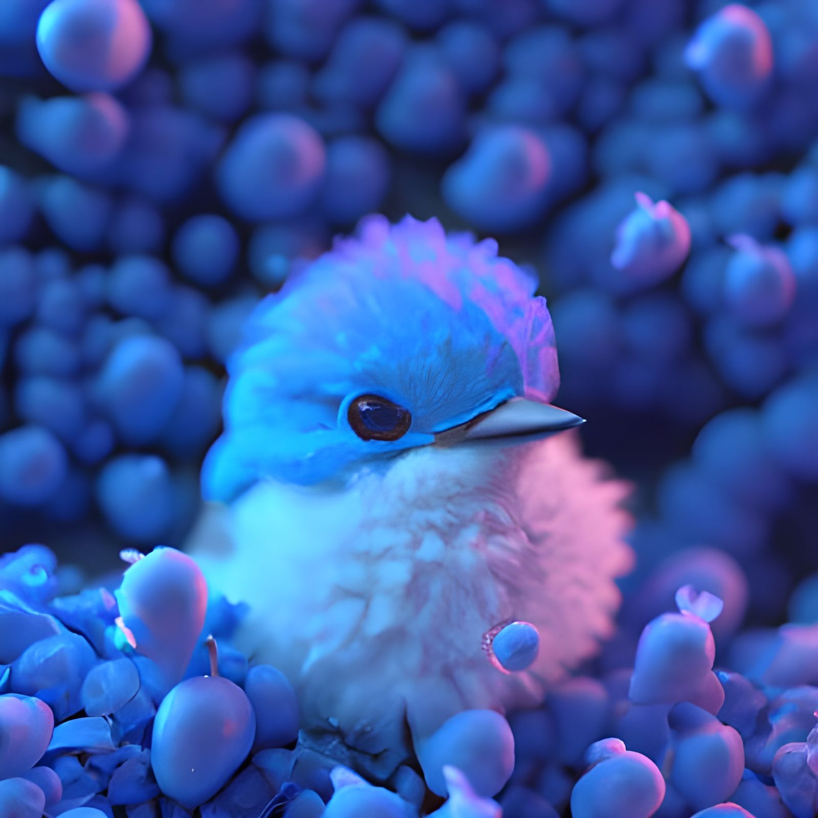 Detailed 3D Render of a Baby Mountain Bluebird