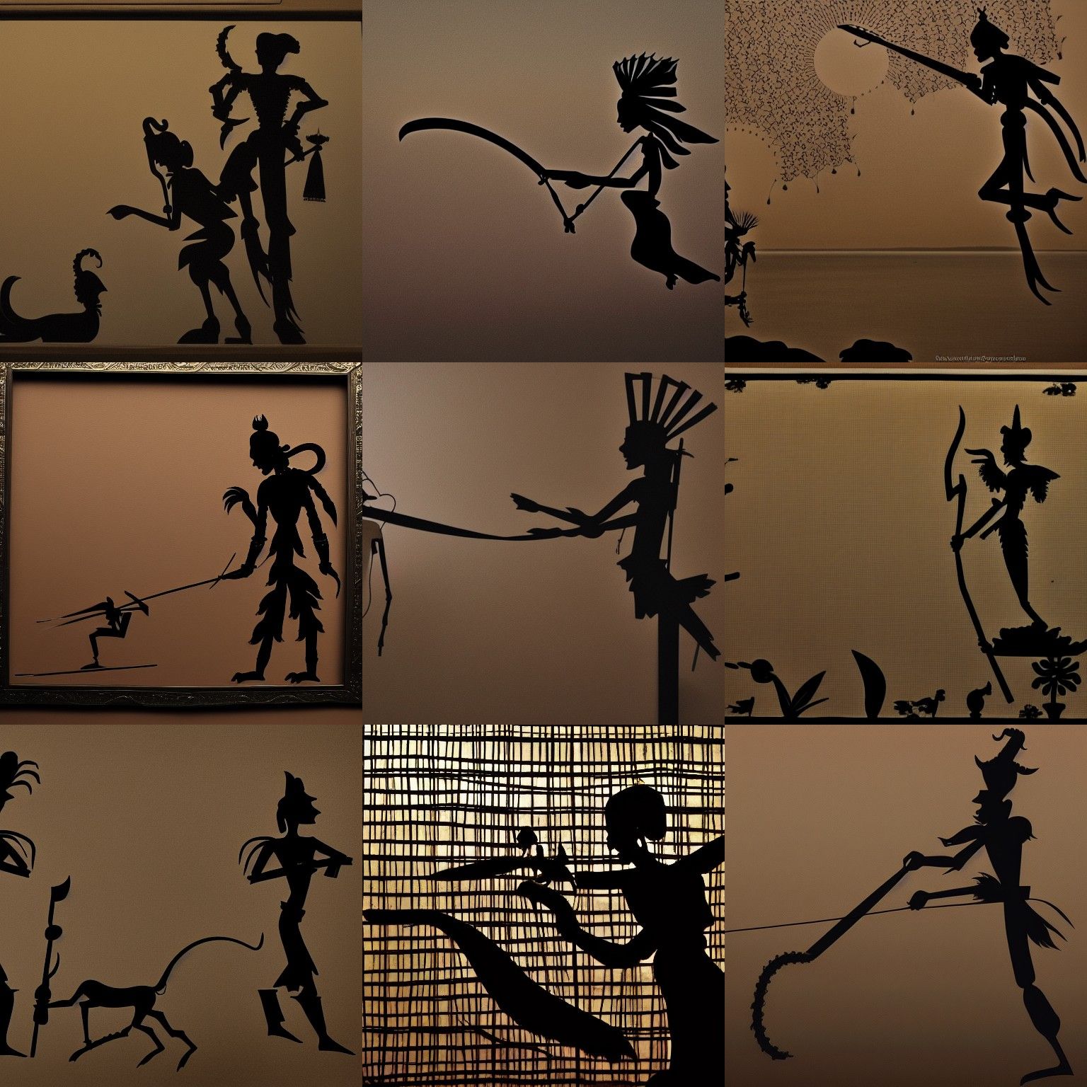 Wayang Kulit Shadow Puppet Silhouette