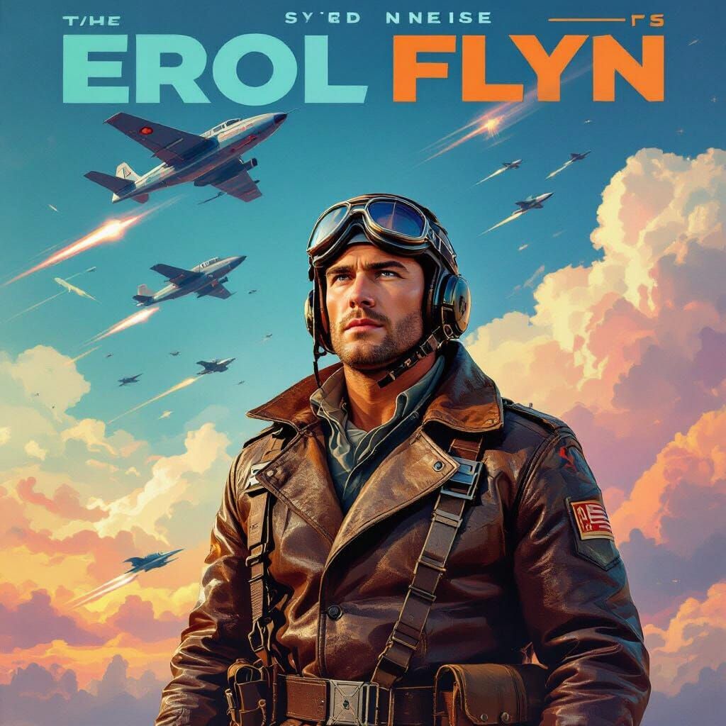 Retro-Futuristic WW2 Pilot Poster ft. Errol Flynn
