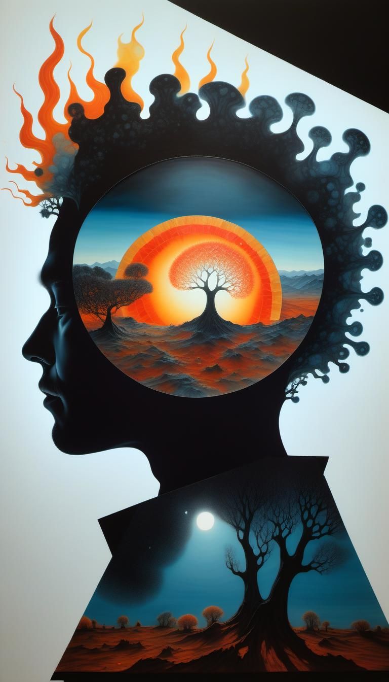 Hollow Sun Theory Infographic in Encaustic Style