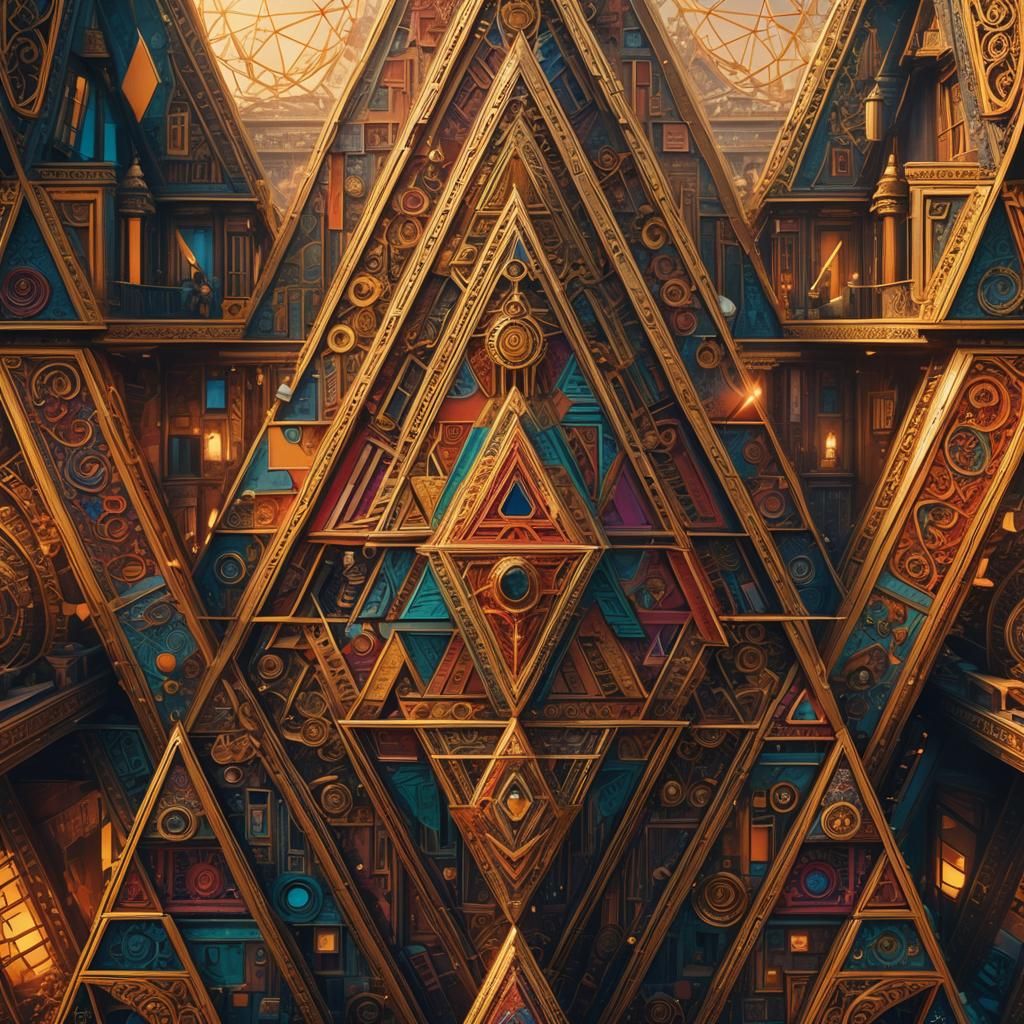 Symmetrical Triangles in Vivid Colors: Digital Matte Paintin...