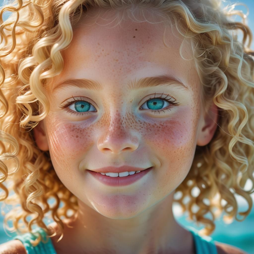 Blonde Girl Portrait with Ocean Backdrop
