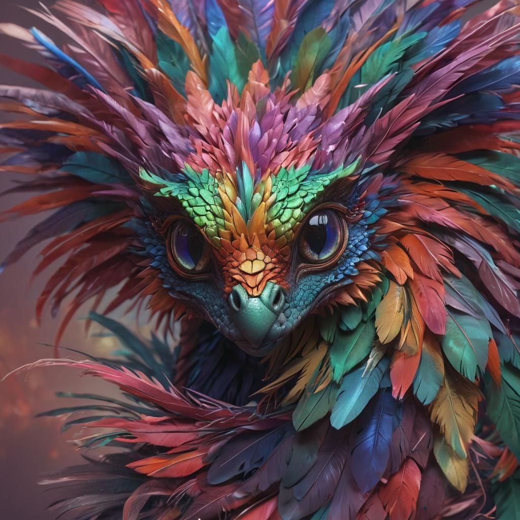 Rainbow Feathered Serpent: Fantasy Concept Art