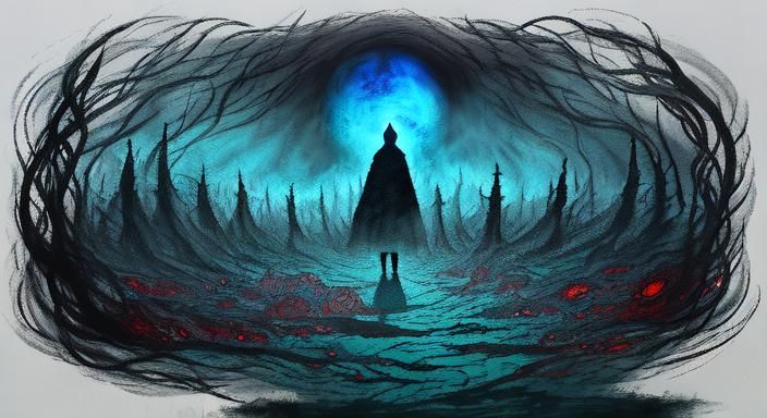 Ethereal Figure Emerges from Mist: Dark Fantasy Art