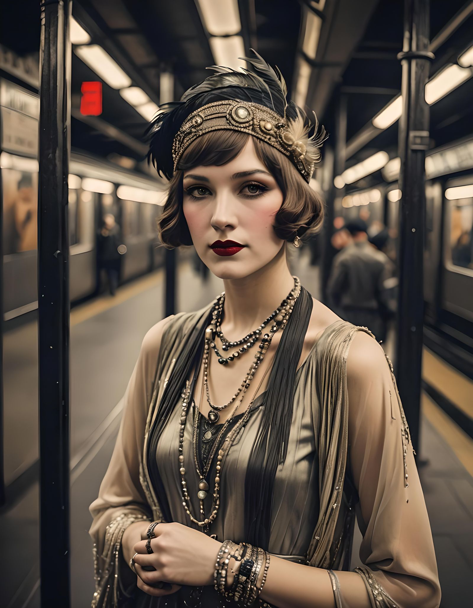 Flapper Portrait on NYC Subway Platform
