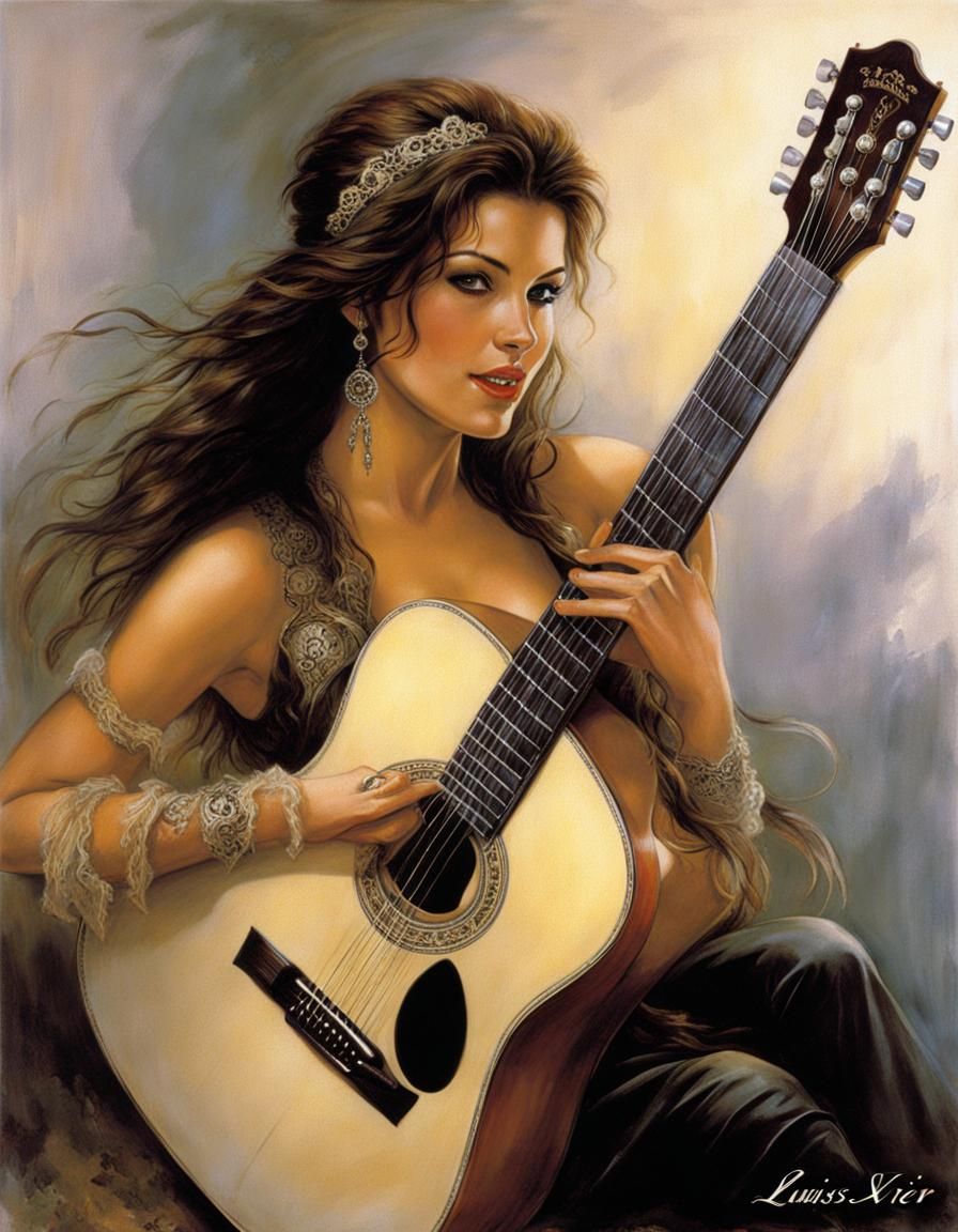 Renaissance Album Cover of Woman Playing Guitar