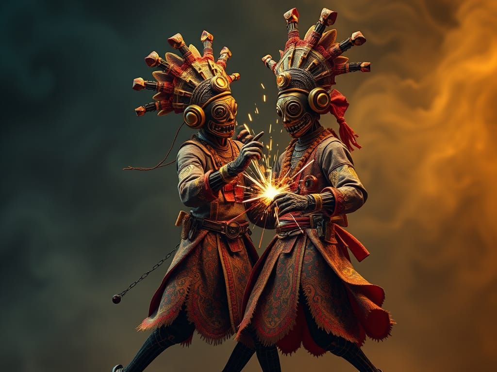 Digitised Steampunk Wayang Interpretive Repair Crew Wayangami Perform "Fixing Broken Circuit"