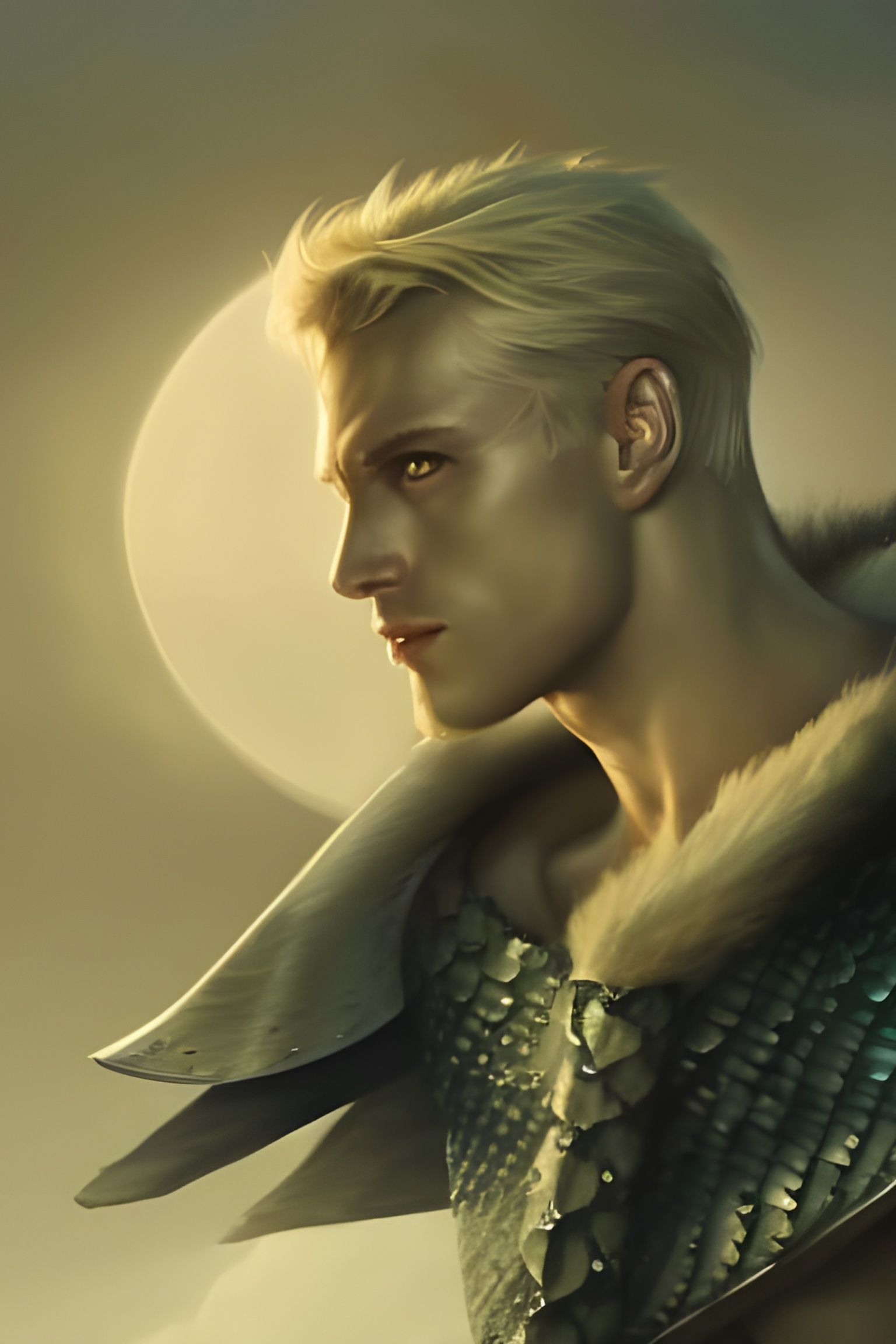 Moonlit Sailor Warrior in Hyperdetailed Portrait