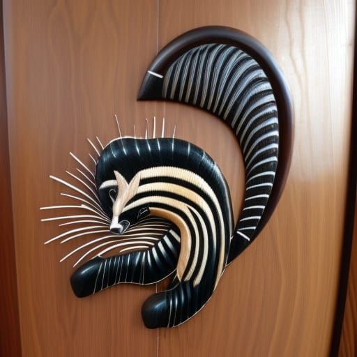Yoruba Carving of a Skunk on Wooden Door