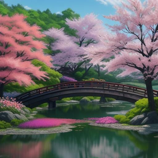 Picturesque Flower Display at Hitsujiyama Park: Digital Art