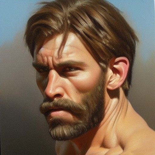 Muscular Men with Beards in Oil Painting Style