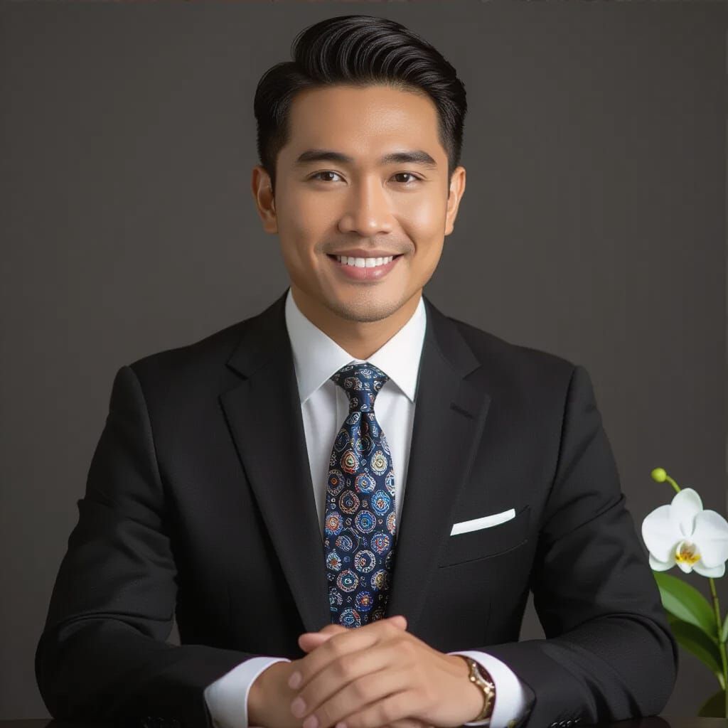 Filipino Man Studio Portrait in Classic Suit