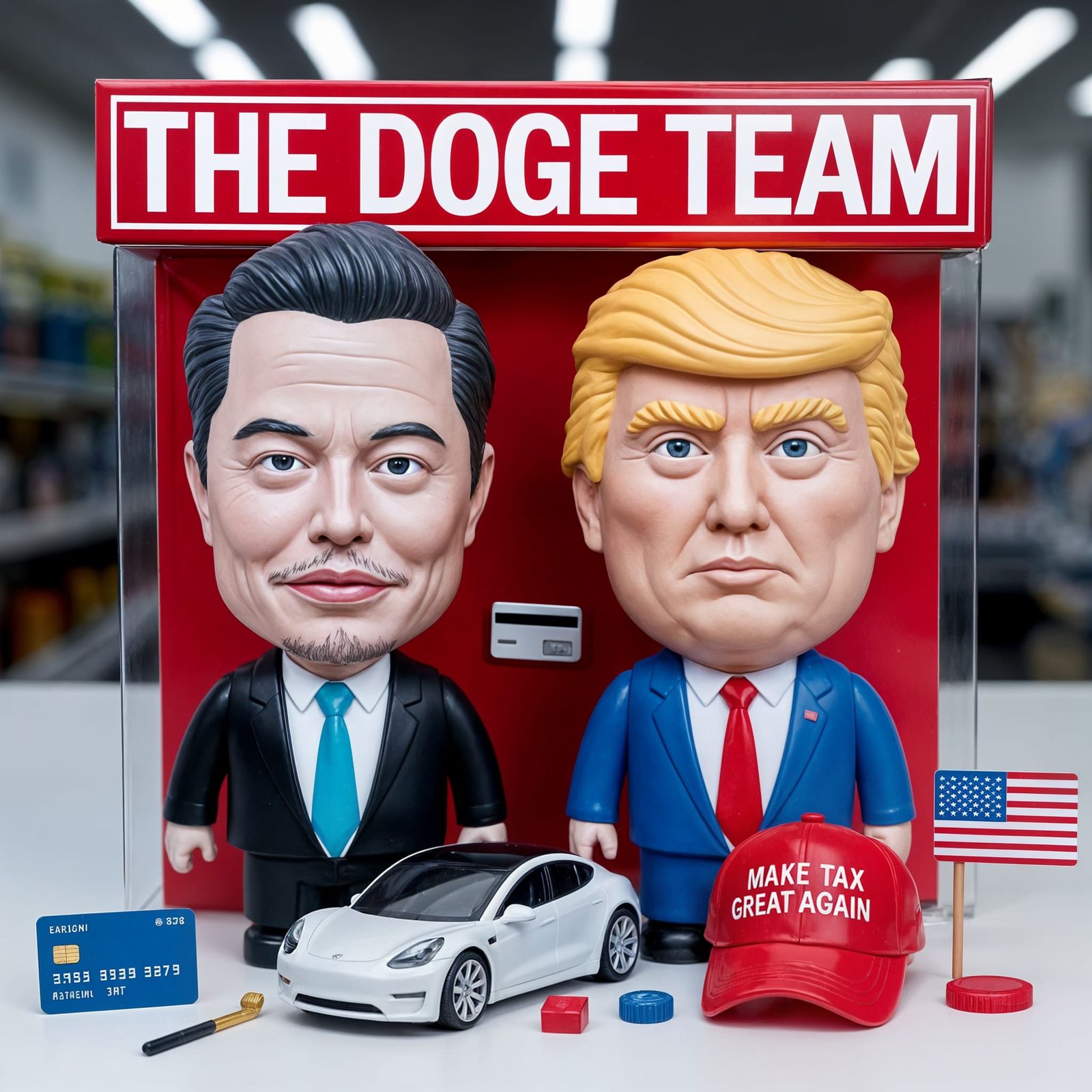 The DOGE Team in Action Figure Boxes Style