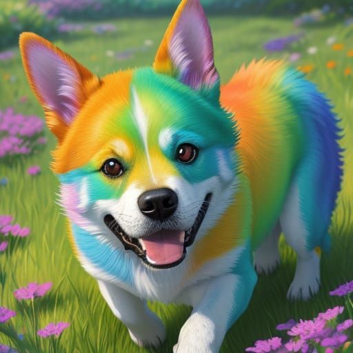 Vibrant Fantasy Dog Portrait in Digital Art
