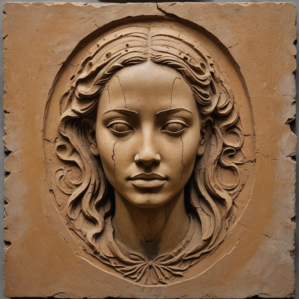 Stone Carved Portrait of a Young Woman