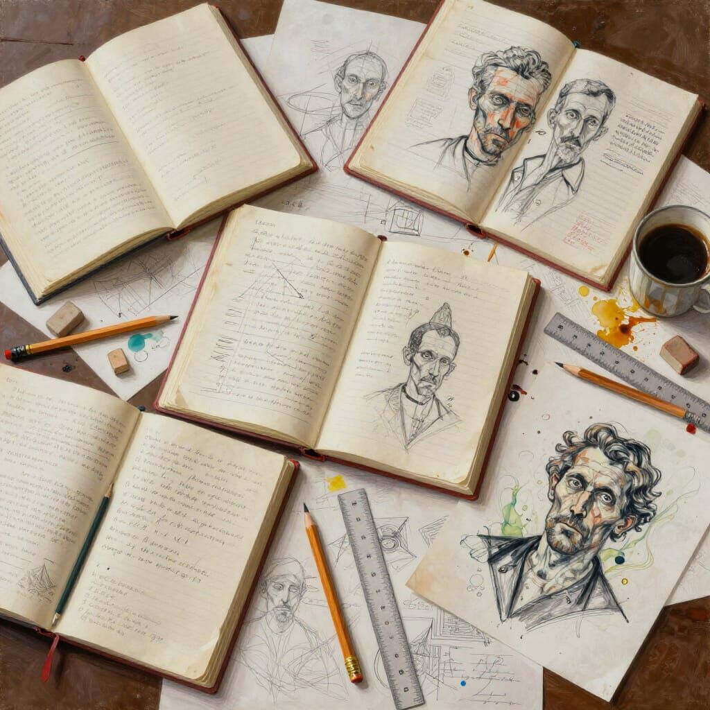 Hyperrealistic Digital Painting of a Creative Desk