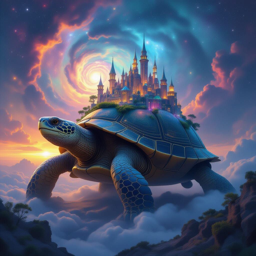 Ancient Turtle City Navigates Cosmic Nebula