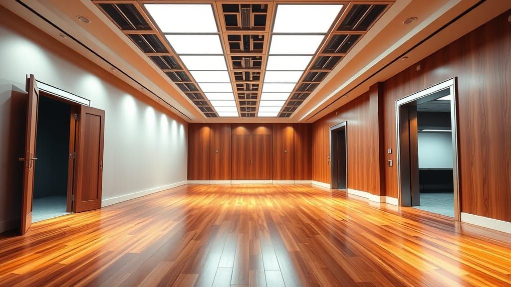 Modern Television Studio Hallway in Brilliant Light