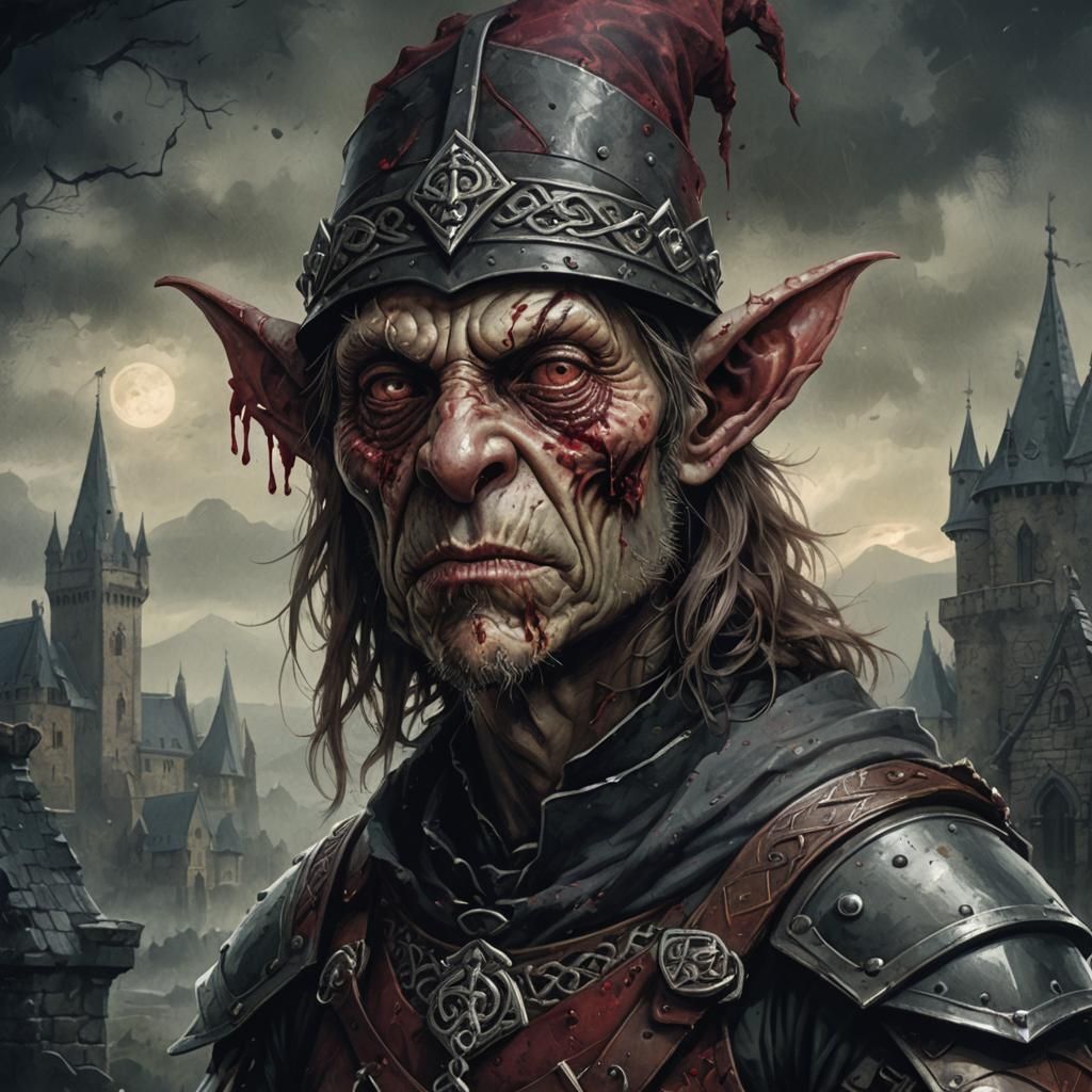 Scottish Goblin in Dark Armor: Medieval Fantasy Portrait