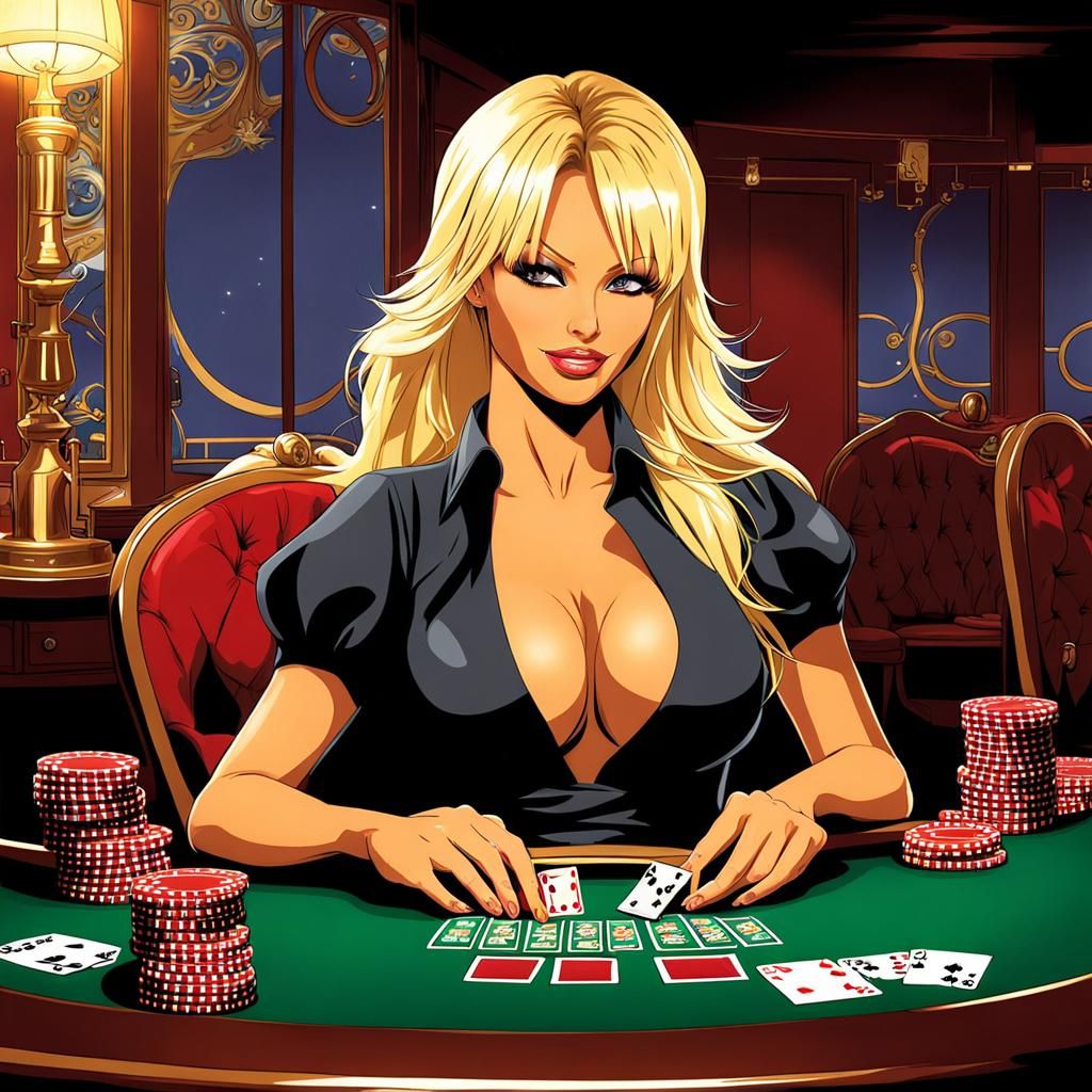 Pamela Anderson as Anime Poker Player