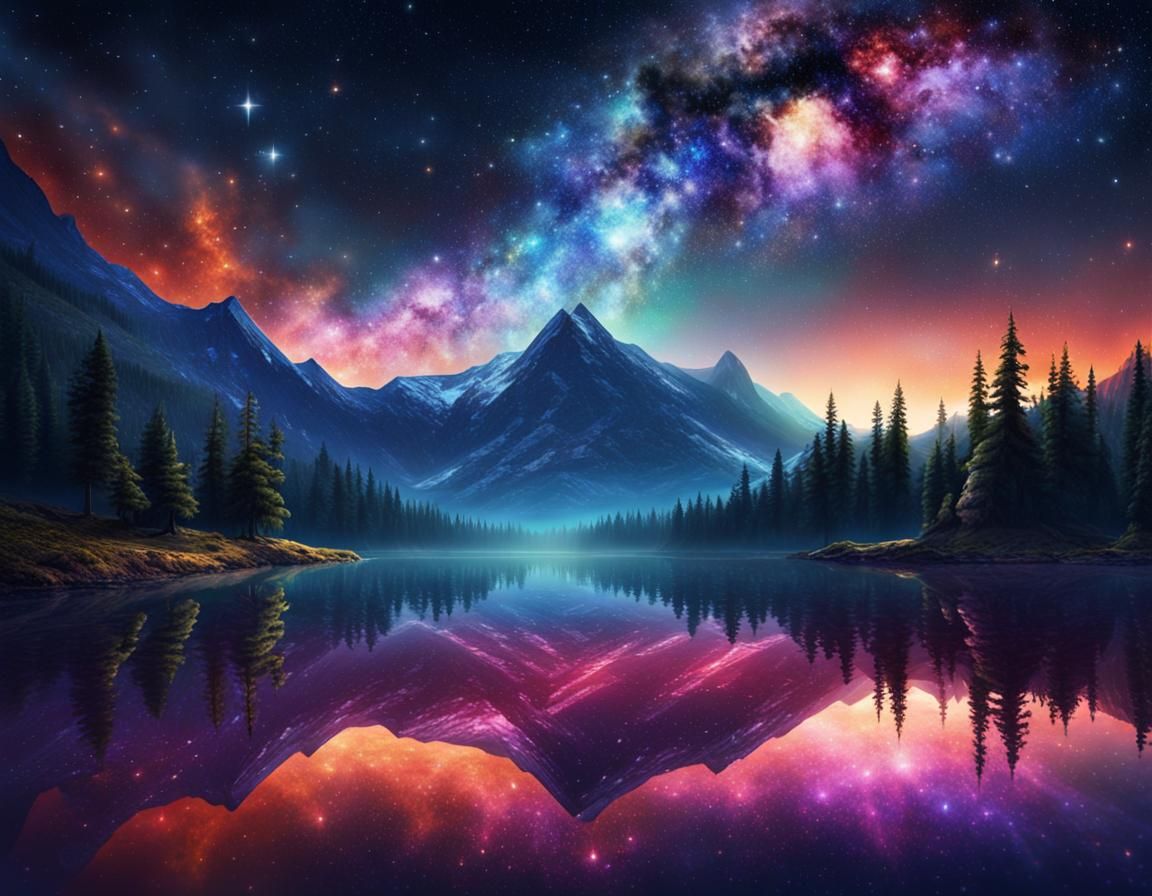 Epic Starry Sky Reflecting Galaxy in Water