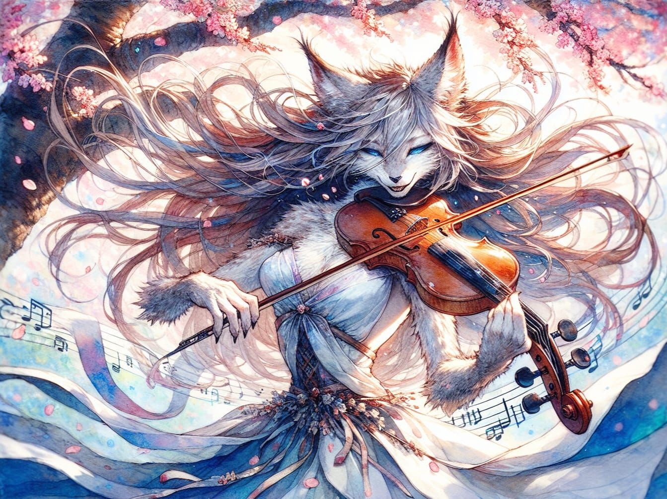 Whimsical High Fantasy Scene with Watercolour Textures
