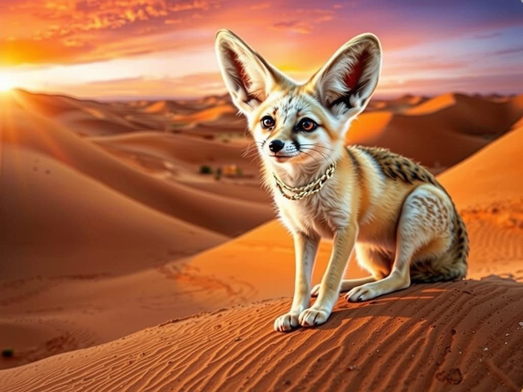 Fennec Fox  sitting in the African Desert