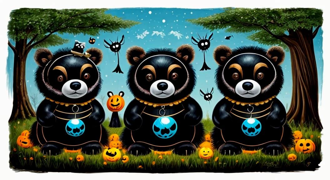 Halloween Night Celebration with Ghost Bears