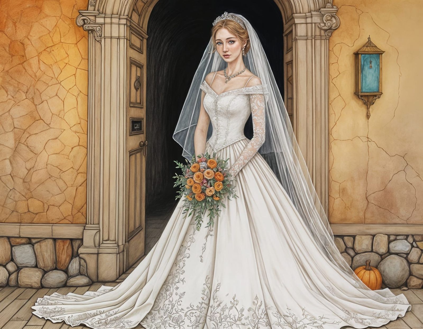 The Bride in Whimsical Cartoon Style