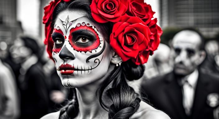 Day of the Dead Woman Leads Parade